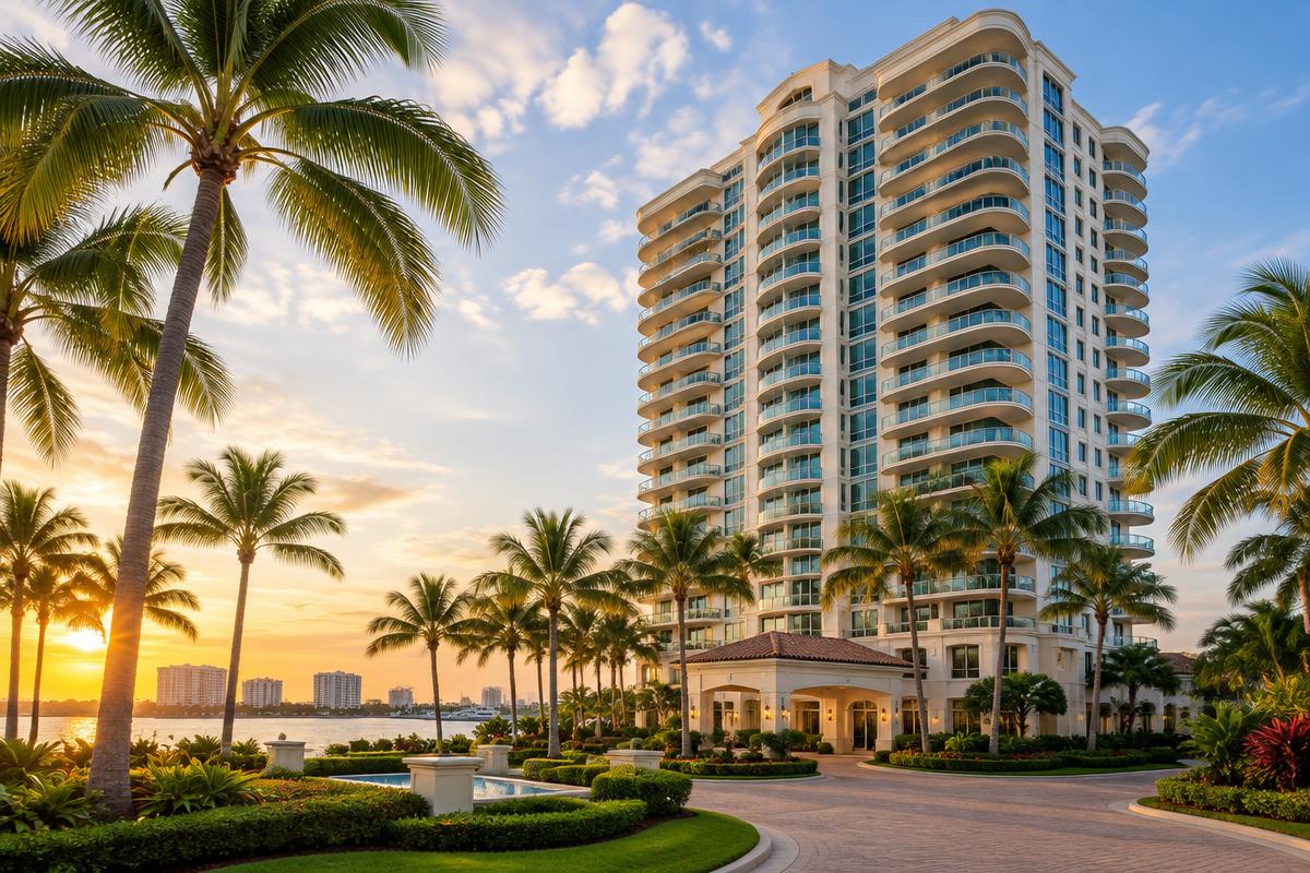 Boca Raton condo living room with ocean views kept ready by scheduled home watch visits